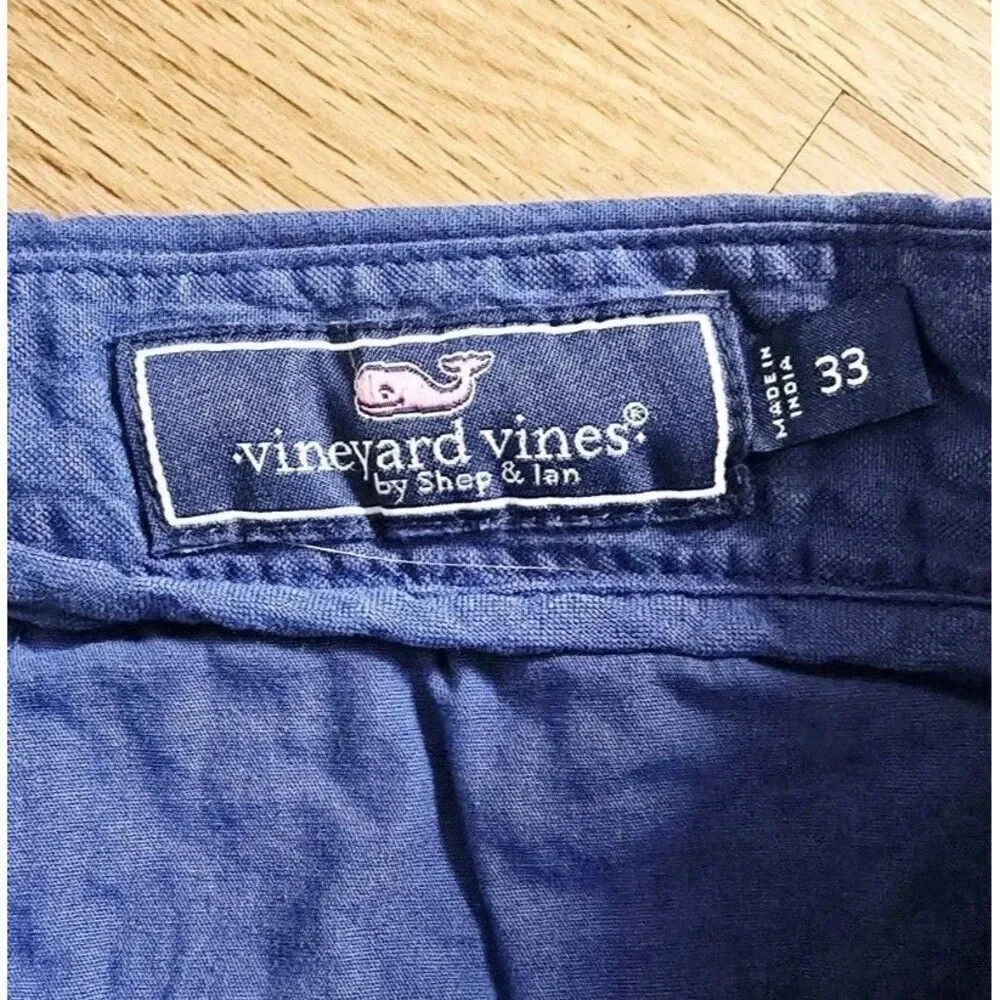 Vineyard Vines Shorts Mens 33 Blue  Seersucker Cotton Flat Front Preppy